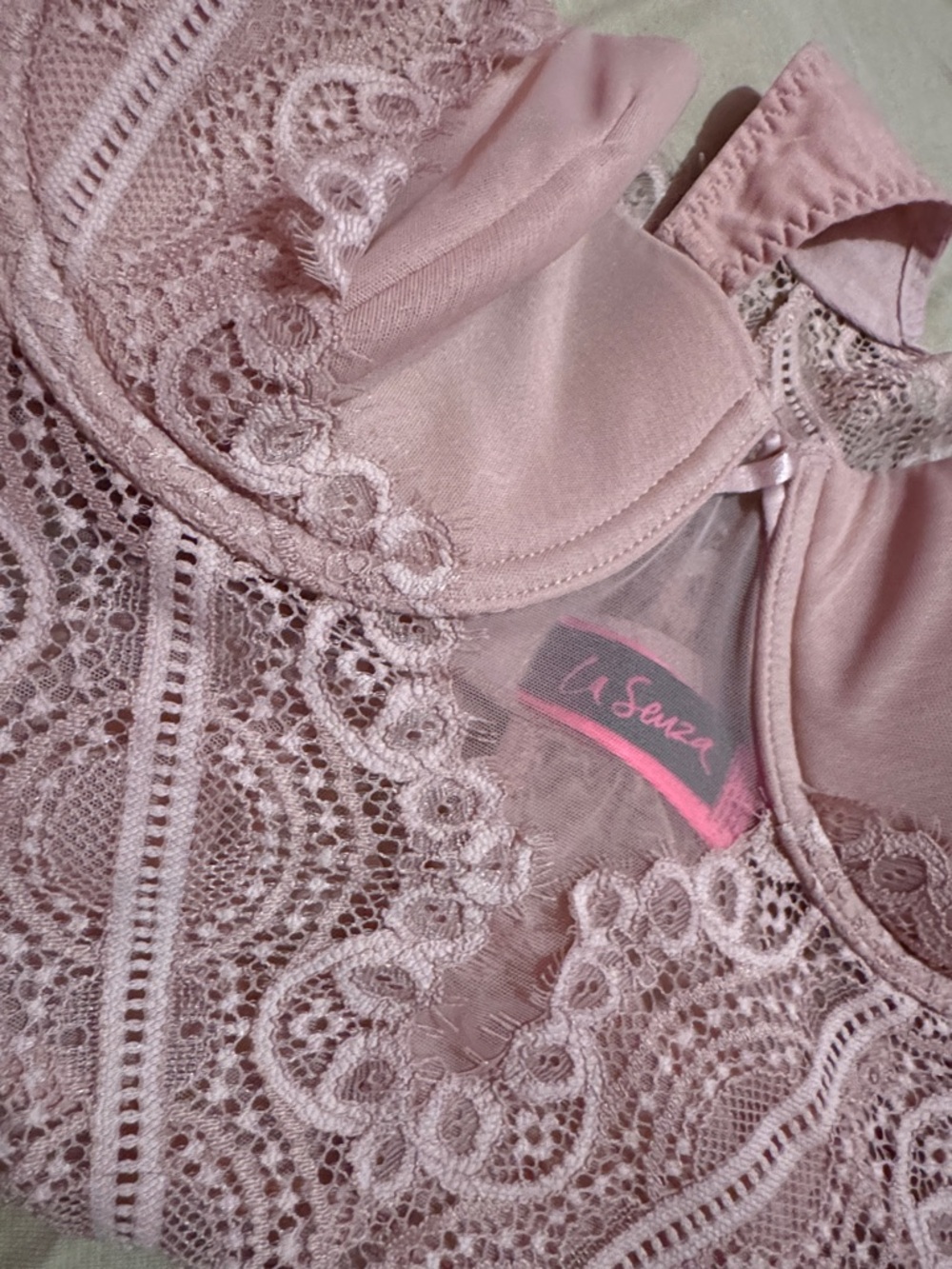 La SENZA Dusty Rose Lace Thong Bodysuit - Picture 3 of 3